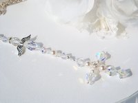 Crystal and White Pearl Cross with Angel