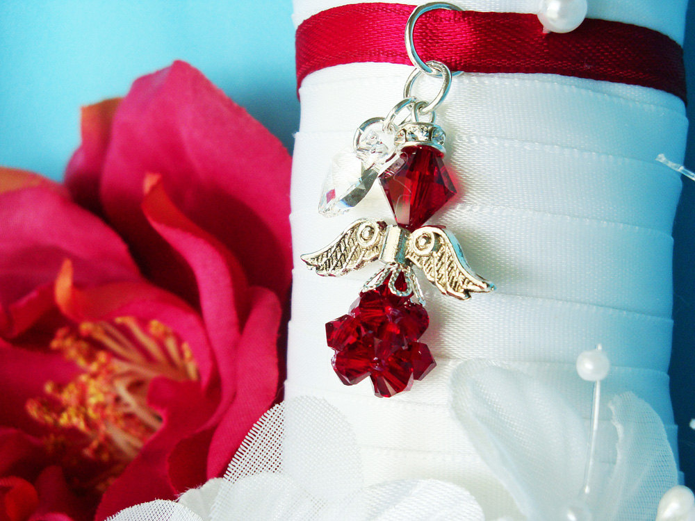 Christmas Wedding Angel Bouquet Charm, Swarovski Crystal Bouquet Charm