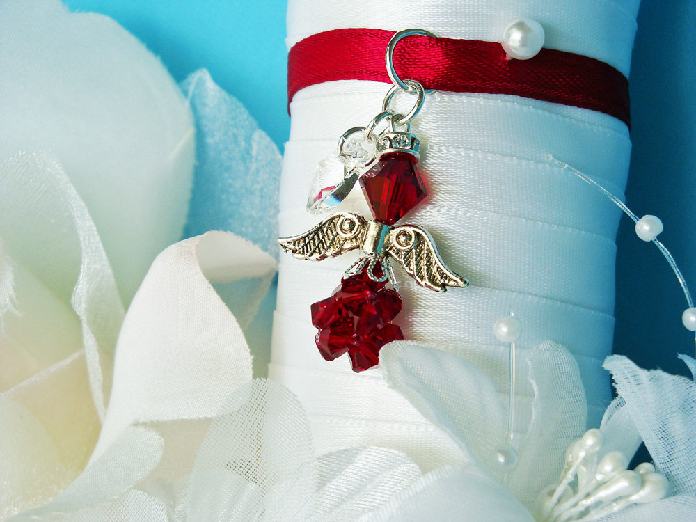 Christmas Wedding Angel Bouquet Charm, Swarovski Crystal Bouquet Charm