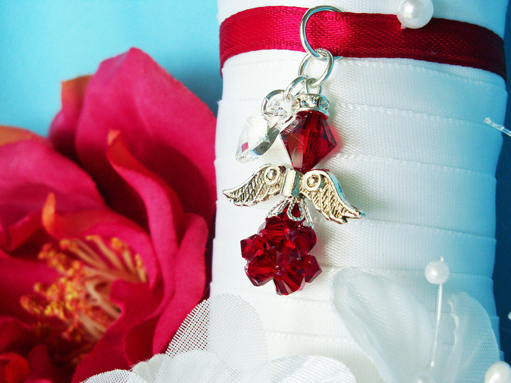 Christmas Wedding Angel Bouquet Charm, Swarovski Crystal Bouquet