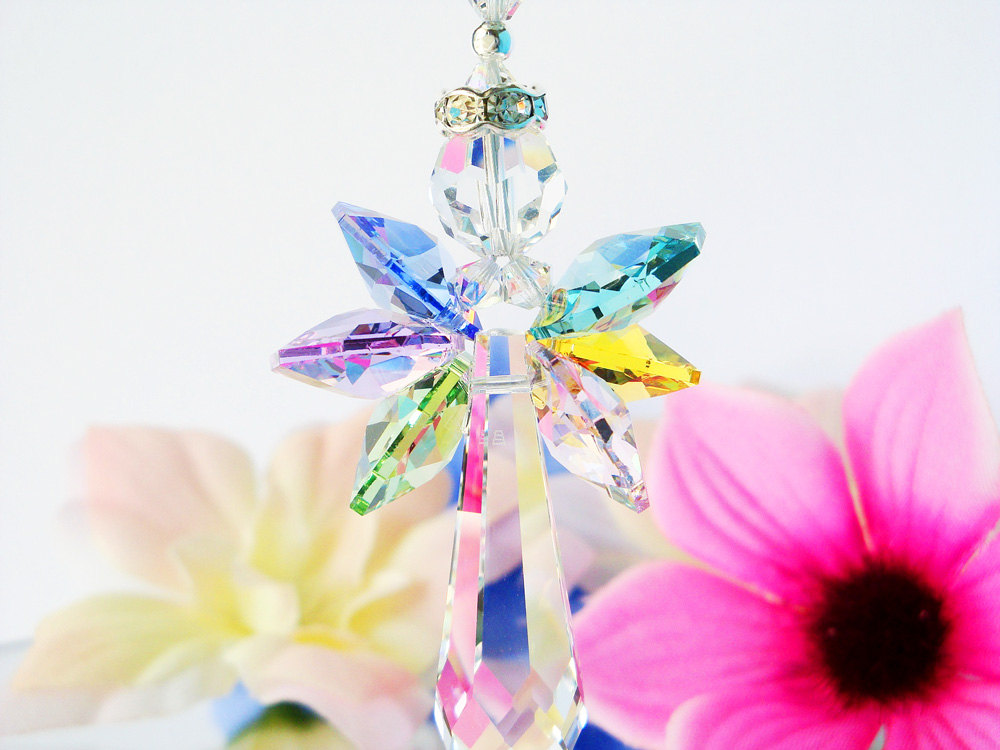 Swarovski Crystal Angel Rear View Mirror Charm, Car Accessories