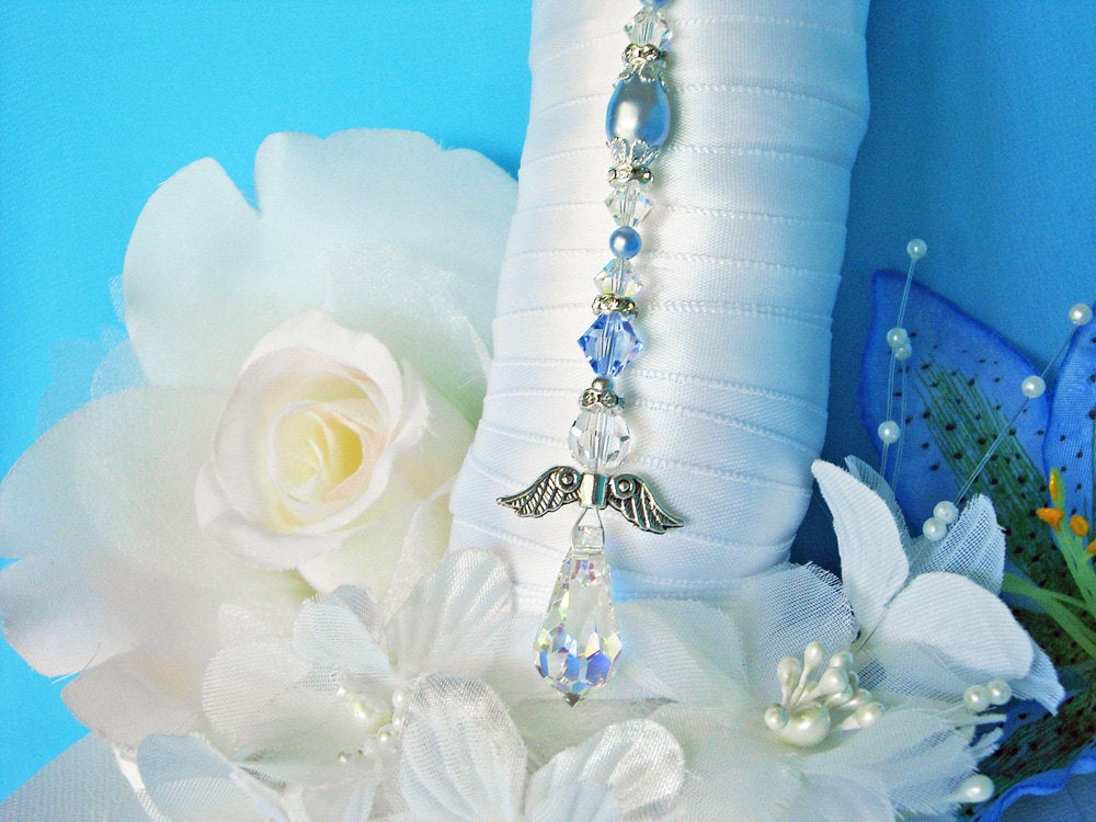 Something Blue Crystal Angel Bouquet Charm, Something Blue for