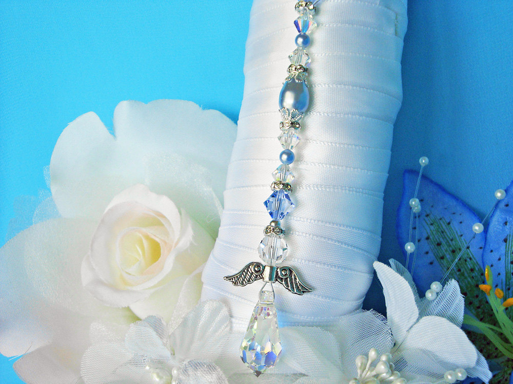 Something Blue Crystal Angel Bouquet Charm, Something Blue for