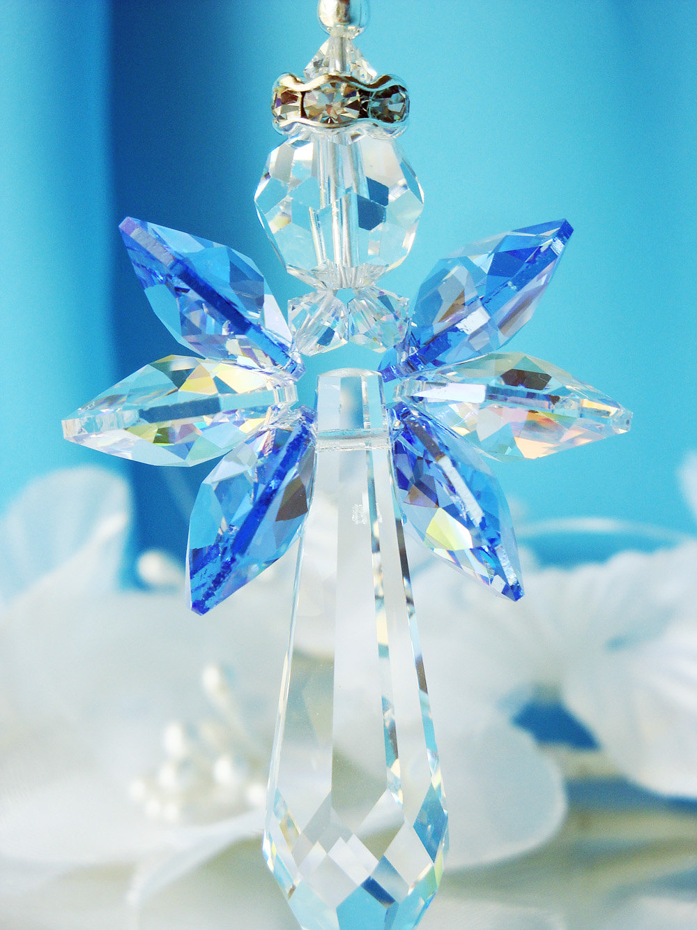 Blue Rear View Mirror Charm, Swarovski Crystal Car Accessories