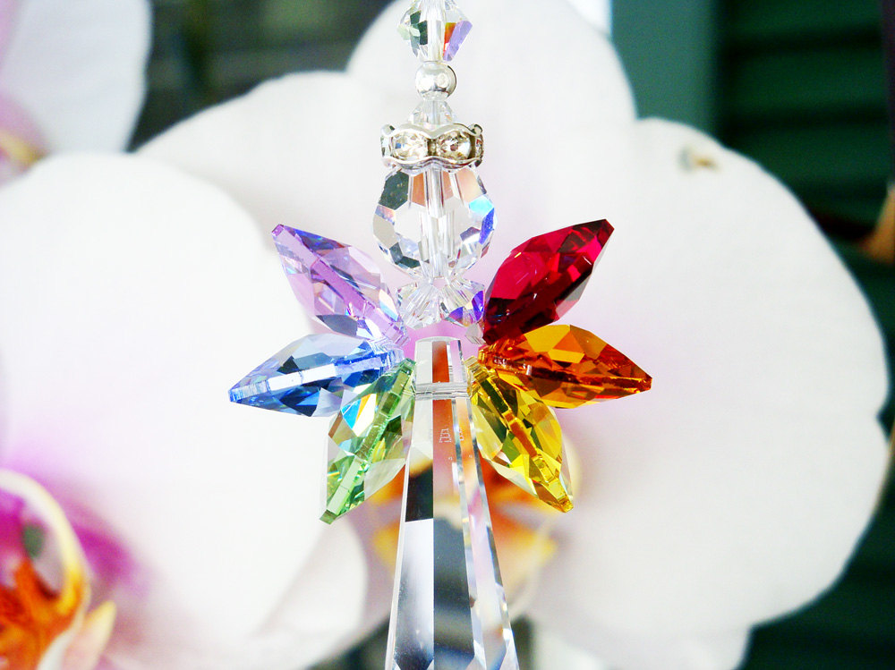 CHAKRA KEYCHAIN Crystal Suncatcher Car Charm Rainbow Key 