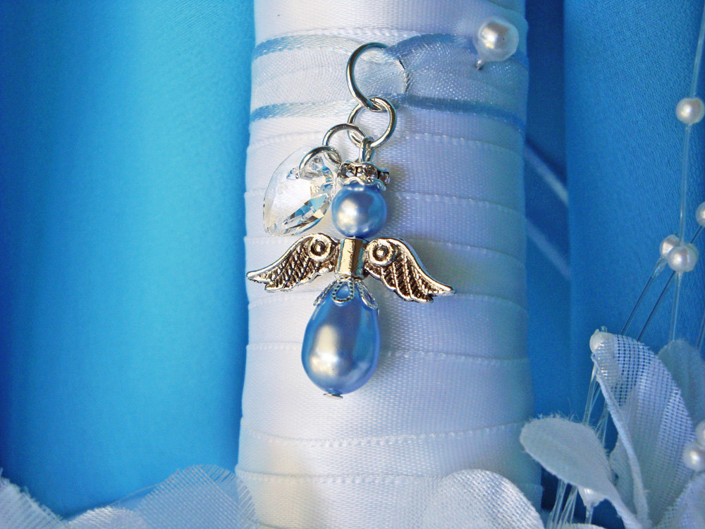 Something Blue Angel Wedding Bouquet Charm, Something Blue for Bride