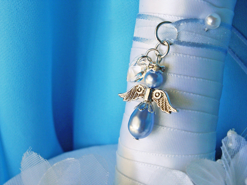 Something Blue Crystal Angel Bouquet Charm, Something Blue for