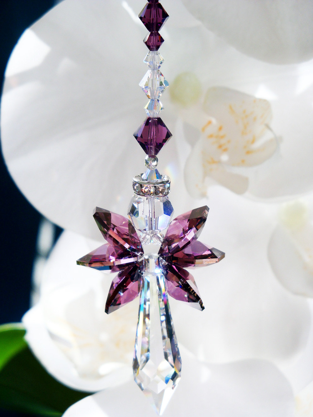 WREESH Ange Suncatcher Cristal Ange Plume Cristal Suncatcher Décoration  Maison Pendentif Bijoux Clairance 