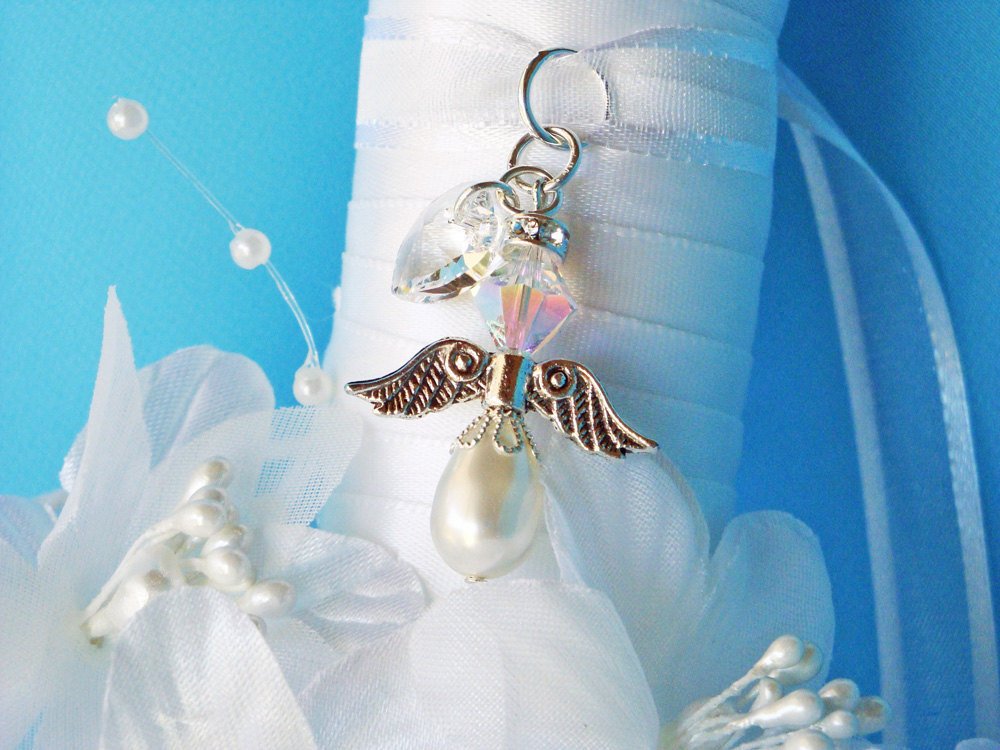 Wedding Bouquet Charm, Angel Bridal Bouquet Charm, Swarovski Crystals and  Pearls