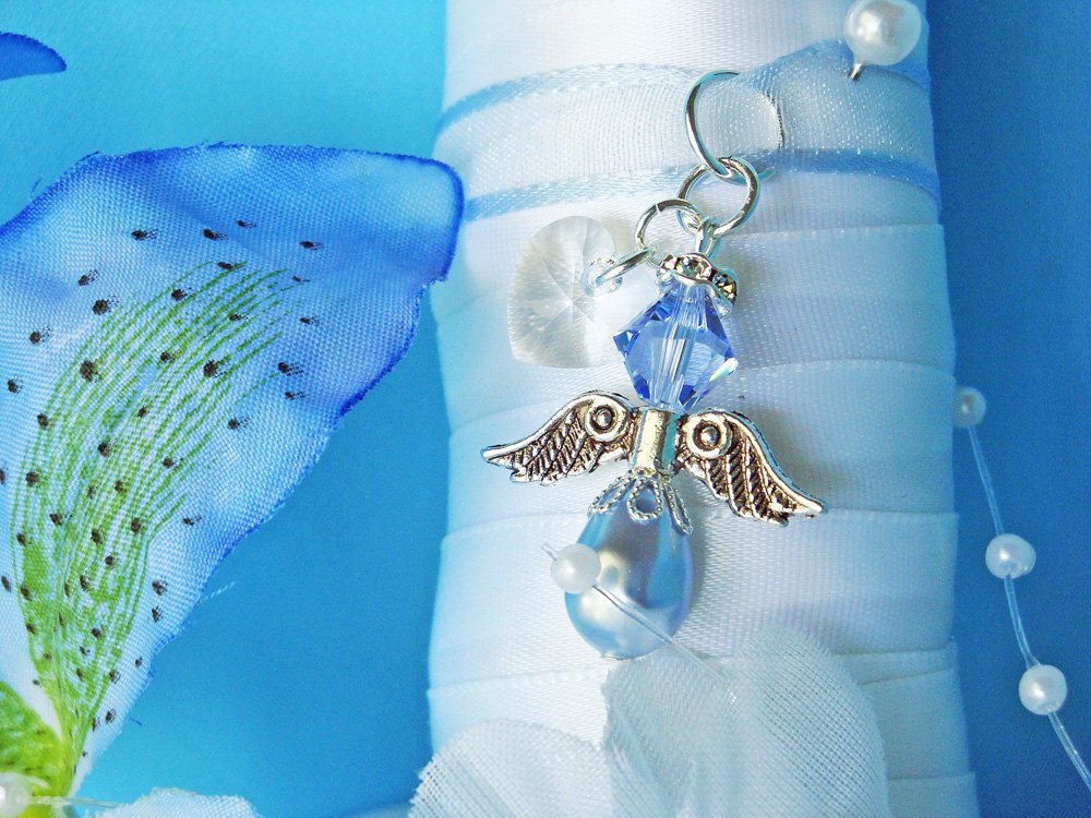 Something Blue Crystal Angel Bouquet Charm, Something Blue for