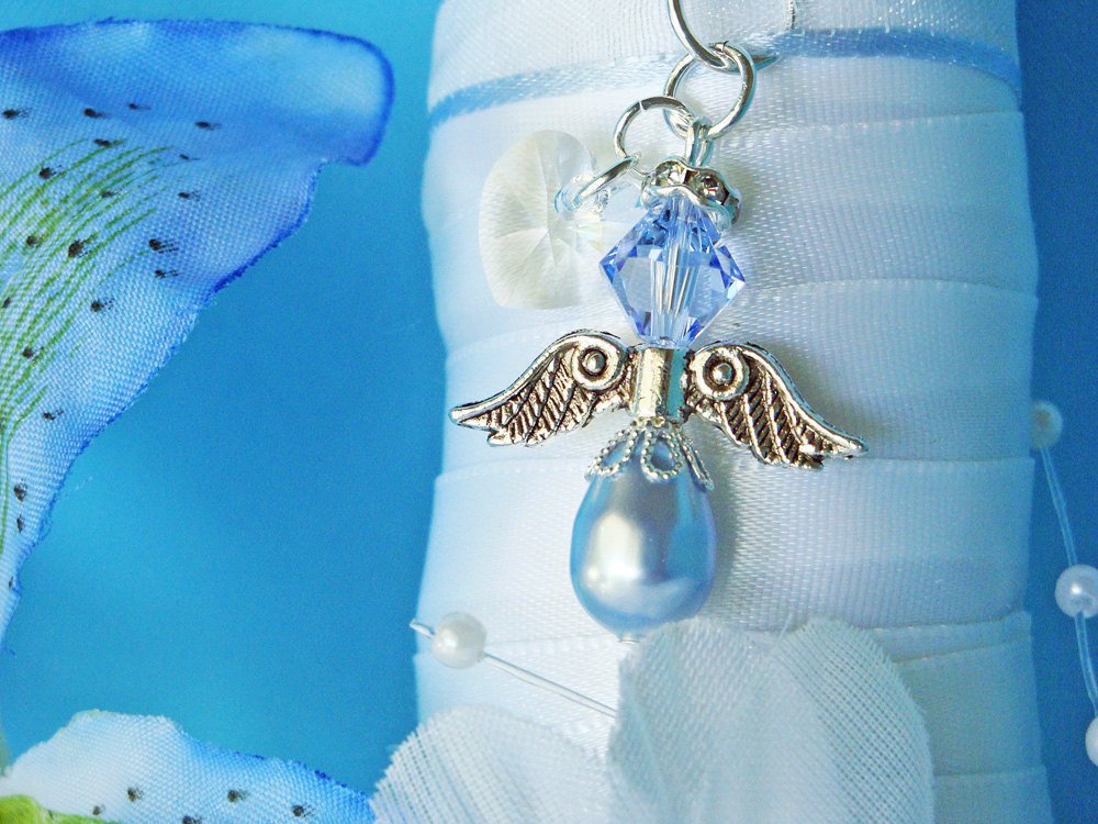 Christmas Wedding Angel Bouquet Charm, Swarovski Crystal Bouquet