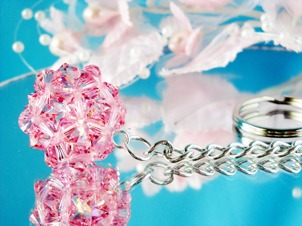 Swarovski Crystal Keychain Pink Crystal Ball Key Chain for Women Crystal Blue Designs
