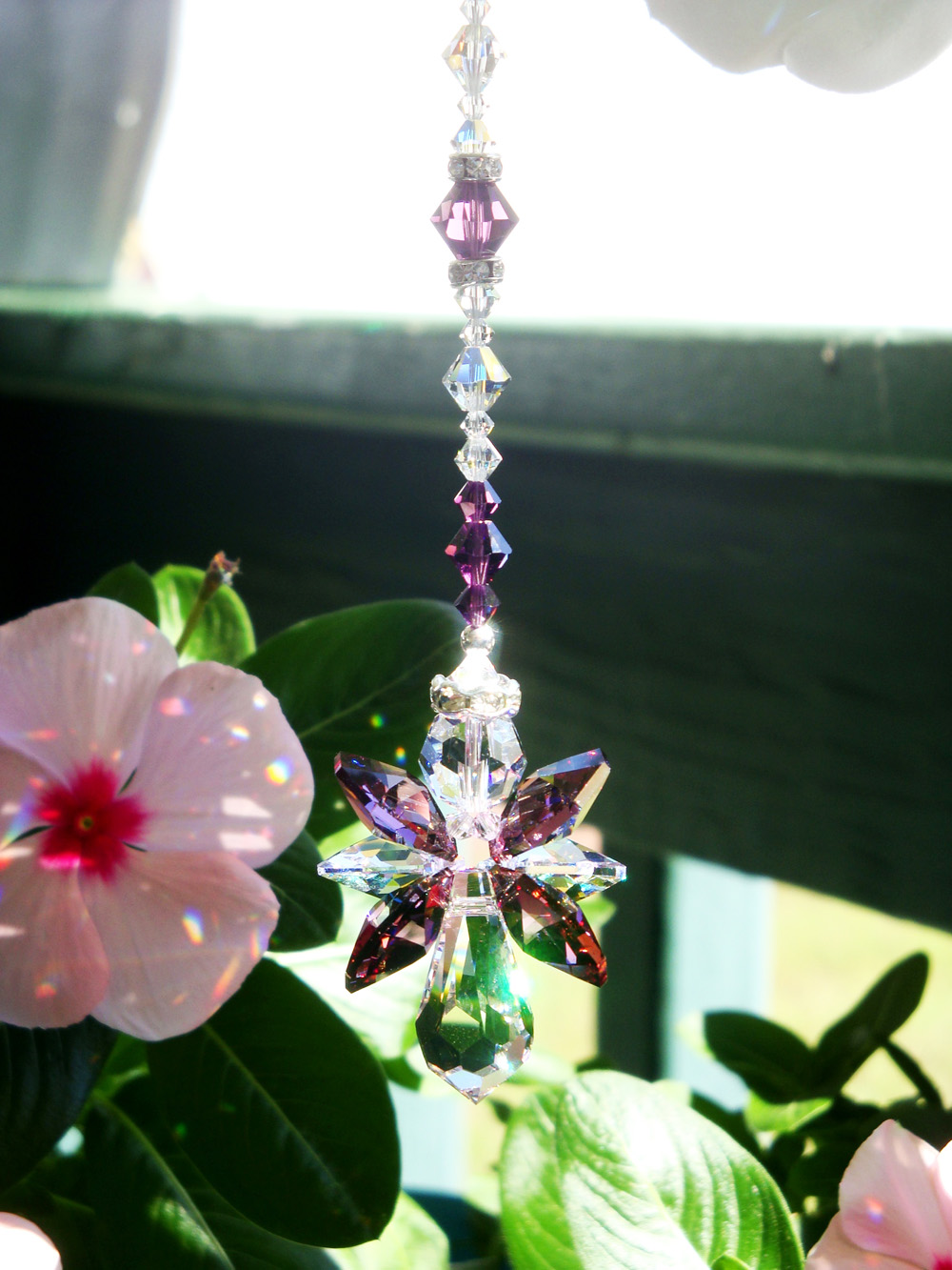 Angel Rear View Mirror Charm, Purple Crystal Angel for Car Rearview Mirror