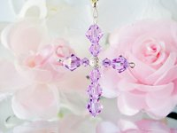 religious crystal cross car charm