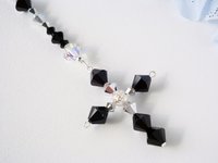 Black and Silver Swarovski Crystal Cross Car Accessory