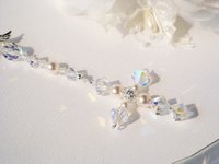 Crystal  and Pearl Cross with Angel Car Charm