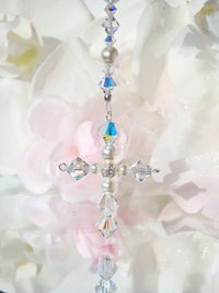 Crystal and White Pearl Cross