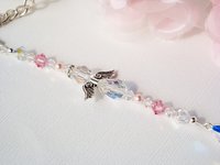 Swarovski Crystal and Lt. Pink Pearl Cross Religious Car Accessories