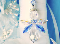 Something Blue Wedding Bouquet Charm, Swarovski Crystal Angel Bridal Bouquet Charm, Something Blue for Bride
