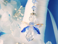 Something Blue Wedding Bouquet Charm, Swarovski Crystal Angel Bridal Bouquet Charm, Something Blue for Bride