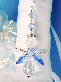 Something Blue Wedding Bouquet Charm, Swarovski Crystal Angel Bridal Bouquet Charm, Something Blue for Bride