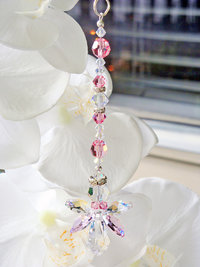 guardian angel rear view mirror charm created with Swarovski Crystals. 