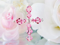 pink cross car charm