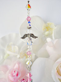 crystal cross with angel car charm