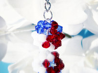 Red, White and Blue Swarovski Crystal Ball Keychain, Patriotic Key Chain, Crystal Keychains for Women