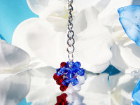 Red, White and Blue Swarovski Crystal Ball Keychain, Patriotic Key Chain, Crystal Keychains for Women