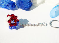 Red, White and Blue Swarovski Crystal Ball Keychain, Patriotic Key Chain, Crystal Keychains for Women