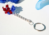 Red, White and Blue Swarovski Crystal Ball Keychain, Patriotic Key Chain, Crystal Keychains for Women