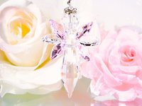 Pink Angel Rear View Mirror Charm, Crystal Guardian Angel Suncatcher Car Charm 