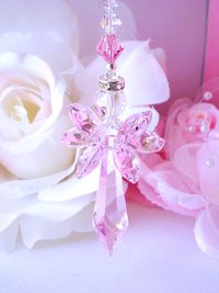 Crystal Angel Suncatcher, Swarovski Crystal Pink Guardian Angel, Nursery Decor, Angel Memorial Gift