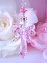 Crystal Angel Suncatcher, Swarovski Crystal Pink Guardian Angel, Nursery Decor, Angel Memorial Gift