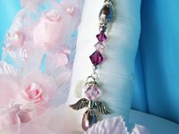 Purple Angel Wedding Bouquet Charm – Amethyst Crystal Memorial for Bridal Bouquet