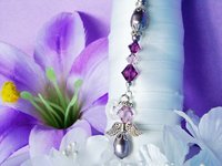 Purple Angel Wedding Bouquet Charm – Amethyst Crystal Memorial for Bridal Bouquet