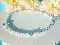Bridal Anklet – Something Blue Jewelry Gift with Swarovski Crystal and Pearl