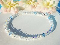 Bridal Anklet – Something Blue Jewelry Gift with Swarovski Crystal and Pearl