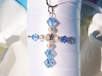 Something Blue Bridal Bouquet Charm – Crystal Cross Wedding Keepsake & Gift for Bride