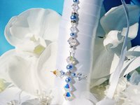 Something Blue Cross Wedding Bouquet Charm, Something Blue Gift for Bride