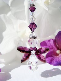 Amethyst Angel Rear View Mirror Charm – Purple Crystal Guardian Angel Car Accessory & Memorial Gift