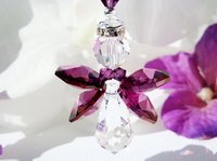 Amethyst Angel Rear View Mirror Charm – Purple Crystal Guardian Angel Car Accessory & Memorial Gift
