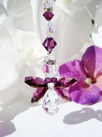 Amethyst Angel Rear View Mirror Charm – Purple Crystal Guardian Angel Car Accessory & Memorial Gift