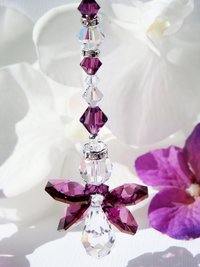 Amethyst Angel Rear View Mirror Charm – Purple Crystal Guardian Angel Car Accessory & Memorial Gift