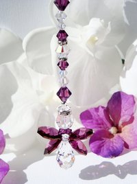 Amethyst Angel Rear View Mirror Charm – Purple Crystal Guardian Angel Car Accessory & Memorial Gift