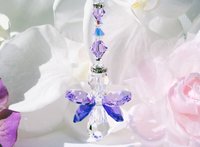 Purple Swarovski Angel Car Charm – Rearview Mirror Guardian, Sympathy Gift & Suncatcher