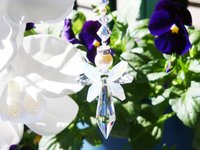 White Opal Angel Car Charm – Rear View Mirror Crystal Suncatcher | Guardian Angel Ornament & Sympathy Gift