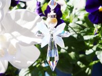 White Opal Angel Car Charm – Rear View Mirror Crystal Suncatcher | Guardian Angel Ornament & Sympathy Gift