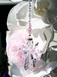 Pink Swarovski Crystal Angel Suncatcher – Memorial, Baby Shower and Sympathy Gift, Guardian Angel Decor